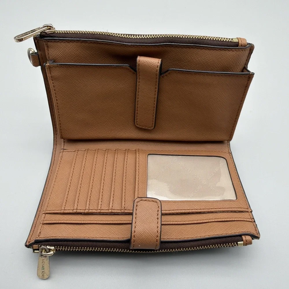 Michael Kors Monogram Wallet with Smartphone Pocket, Brown, No Wristlet